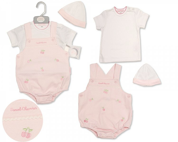 My Little Chick BIS-2099-2204 5035320422046 ML2099-2204 "Sweet Cherries" Short Dungaree Set (NB-6 Months)
