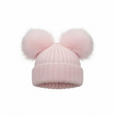 NT0332-P  Pink Double Pom Pom Hat  (Choose)