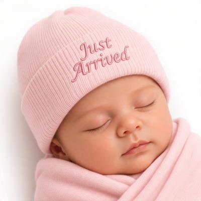 NT0503-0451P Pink "Just Arrived" Knitted Hat (0-3 months)