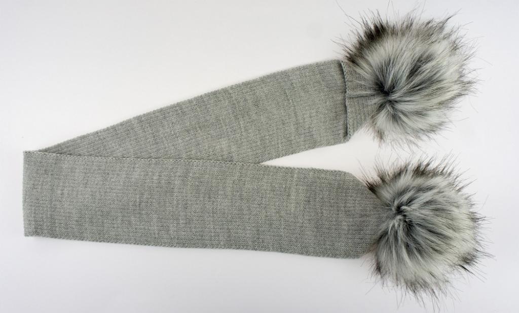 My Little Chick  5035320714547 ML0503-0454G Grey Pom Pom Scarf