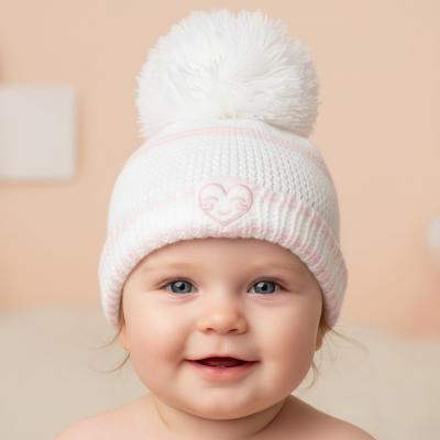 NT0503-0466-P Heart Pom Pom Hat (0-6 months)