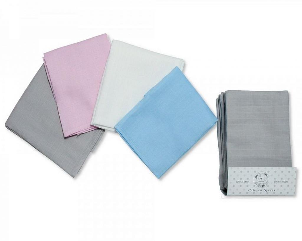 Nursery Time BW-0503-0530G 5035320705309 NT0503-0530-Gr Grey Muslin Square (6 Pack)
