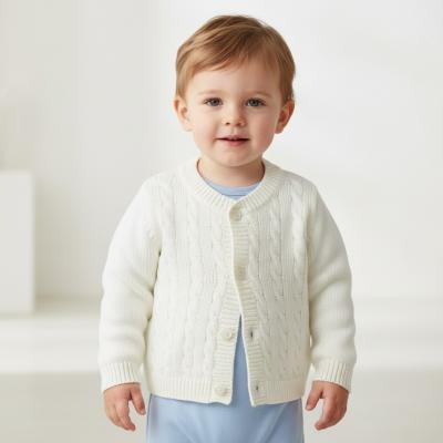 NT10-1001W24  White Cable Knit Cardigan  (9-24 months)