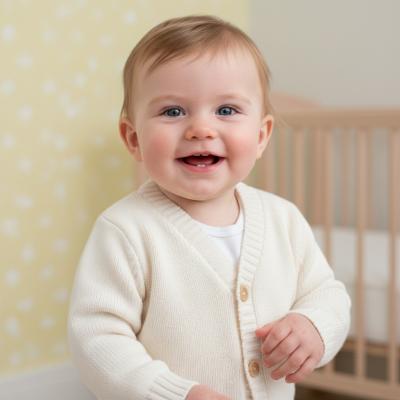 NT10-1002-W White Knit V-Neck Cardigan (NB-9 months)