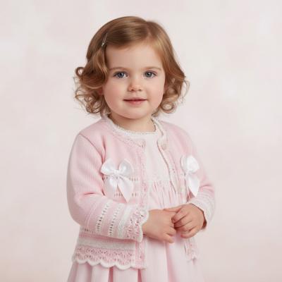 NT10-1011P24  Pink Striped "Bow" Cardigan  (9-24m)