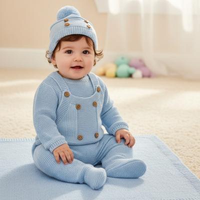 NT10-1242 Knitted top, dungaree and hat set ( Nb - 9 months(