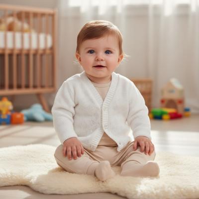 NT10-576-W  White Knit V-Neck Cardigan  (Newborn - 9m)