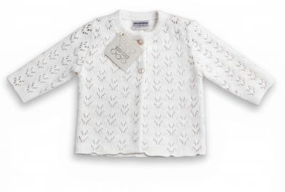 NT10-583-W  White Fancy Knit Cardigan  (newborn - 9 months)