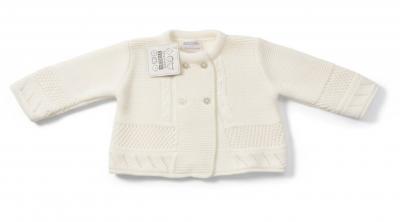 NT10-588-W White Double Button Cardigan (Newborn-9 months)