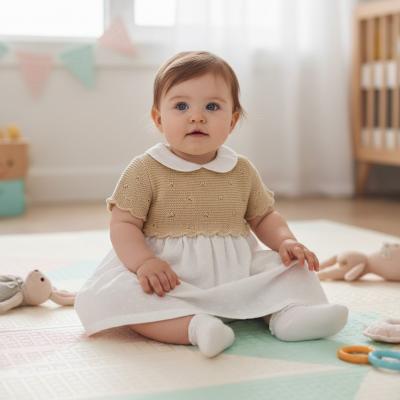 NT10-831-T  Knitted and Dobby Dot Dress  (Nb-9 months)