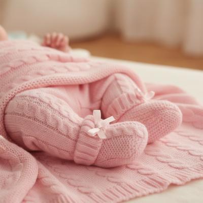 NT116-354P  Pink Cable Knit Booties 