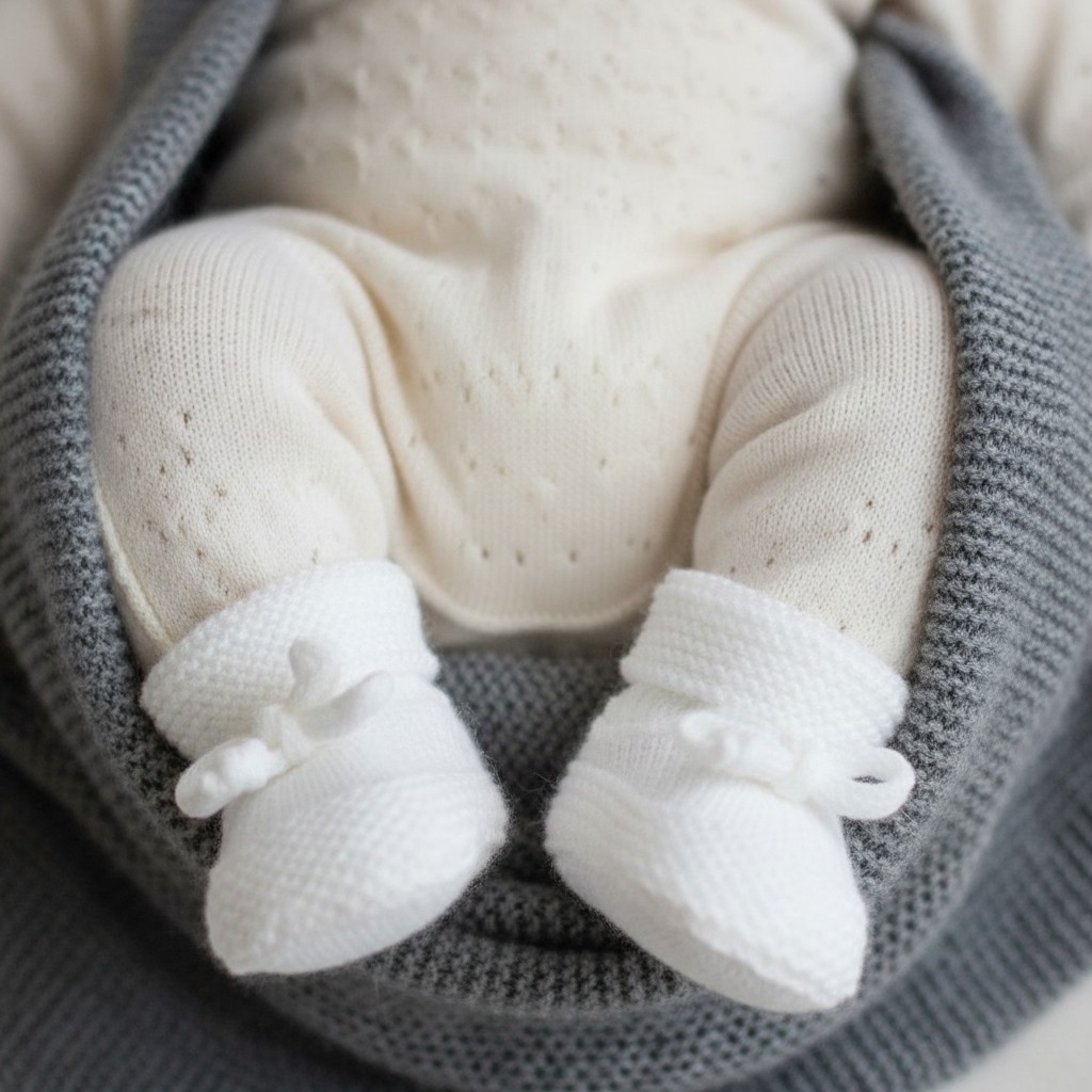 Nursery Time BSS-116-359W 5035320163604 NT116-359W White Knitted Booties