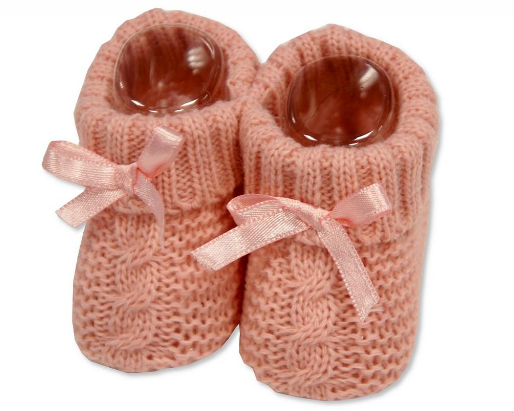 Nursery Time BSS-116-354RG 5035320104546 NT116-354RG Rose Gold Cable Knit Booties