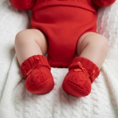 NT116-354R Red Cable Knit Booties