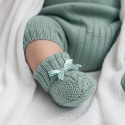 NT116-354SG Sage Green Cable Knit Booties
