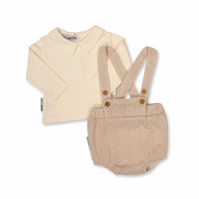 Nursery Time BIS-2020-2528T All sizes = 5035320225289 NT2020-2528-T Taupe Knitted Short Dungaree Set (NB-6m)