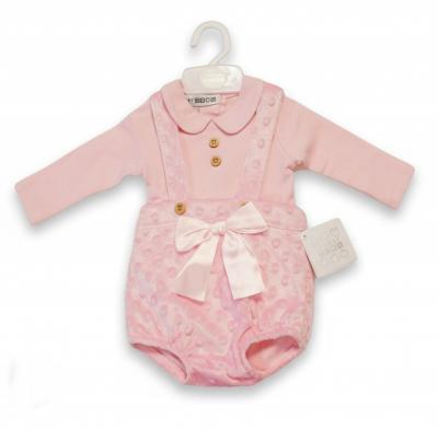 NT2020-2606P  Bubble/Popcorn Short Dungaree Set  (NB-9 months)