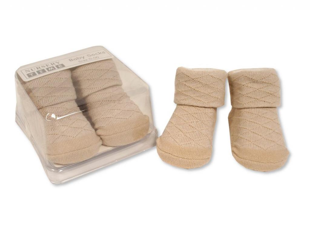 Nursery Time Bw 61-2114TP * NT2114-TP Taupe Diamond Boxed Sock (00-0)