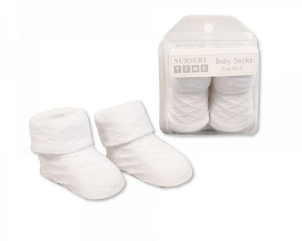 Nursery Time Bw 61-2114W 5035320021147 NT2114W White Diamond Boxed Sock (00-0)