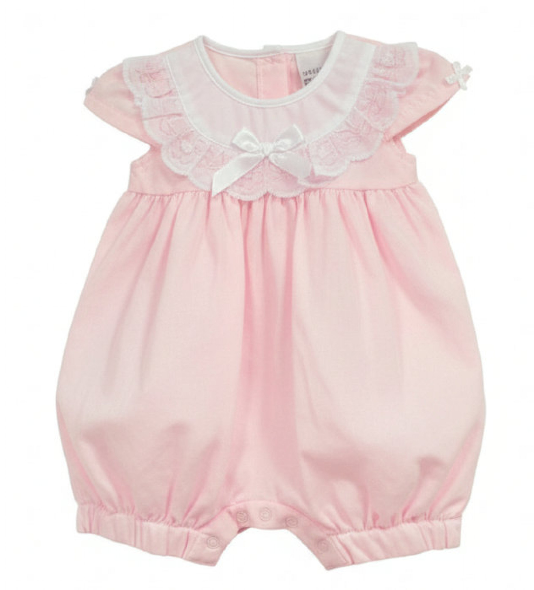 Nursery Time BIS-2120-6160 5035320161600 NT2120-6160-P "Lace and Bow" Romper (Nb-6 months)
