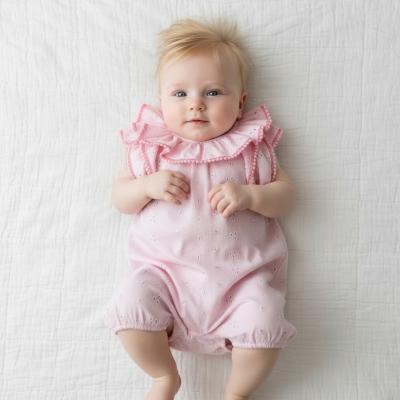 NT2120-6162-P  Pink "Broderie Anglaise" Romper  (Nb-6m)