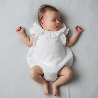 NT2120-6162-W  White "Broderie Anglaise" Romper  (Nb-6 months)