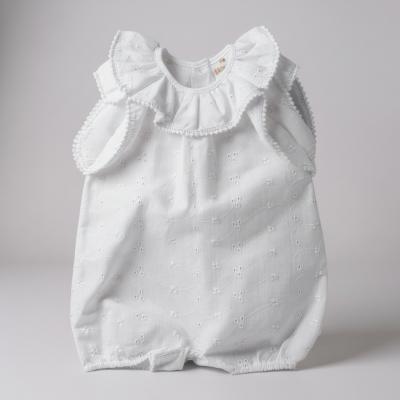 NT2120-6162-fW  White "Broderie Anglaise" Romper  (Nb-6 months)
