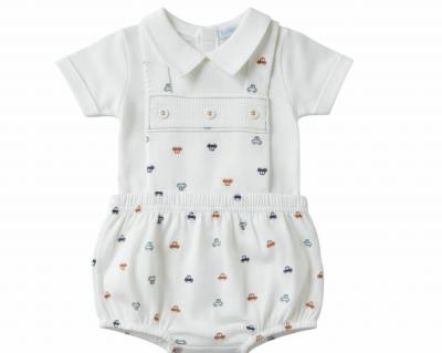 NT2120-6183W  "Cars" High Leg Dungaree Set  (0-6 months)