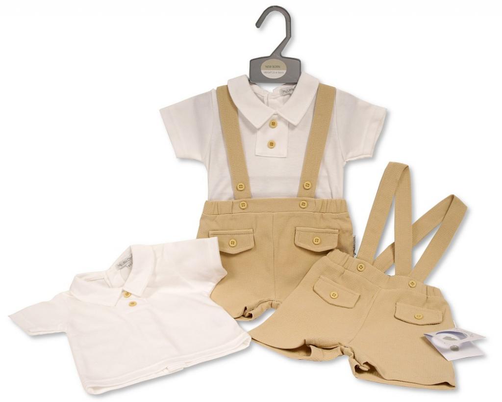 Nursery Time Bis-2120-6190 5035320161907 NT2120-6190 Short Dungaree Set (0-6 months)