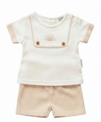 Nursery Time Bis-2120-6193 5035320161938 NT2120-6193B Striped "Sunrise" Jam Shorts Set (0-6 months)