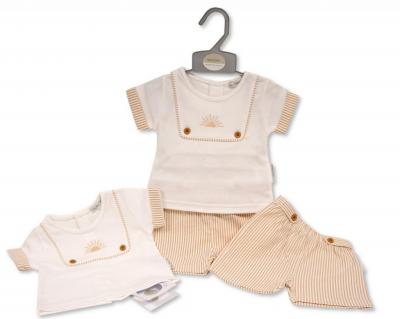 Nursery Time Bis-2120-6193 5035320161938 NT2120-6193B Striped "Sunrise" Jam Shorts Set (0-6 months)