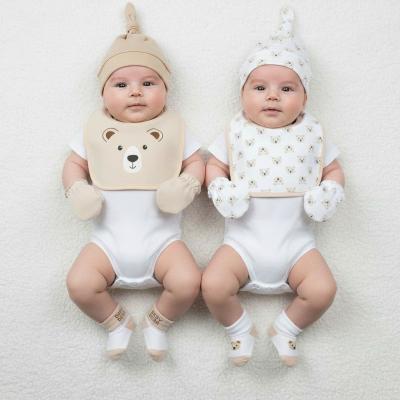 NT25-1359 8 Piece "Bear" Bib, Hat, Mitts and Socks Set (0-3m)