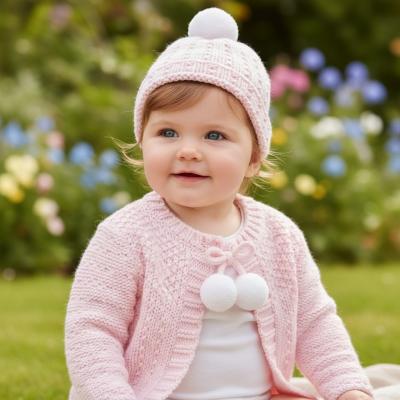 NT25-1220P  Pink Cardigan and Hat Set  (0-12 months)