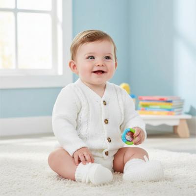 NT25-1221W White Cardigan and Bootie Set (0-12 months)