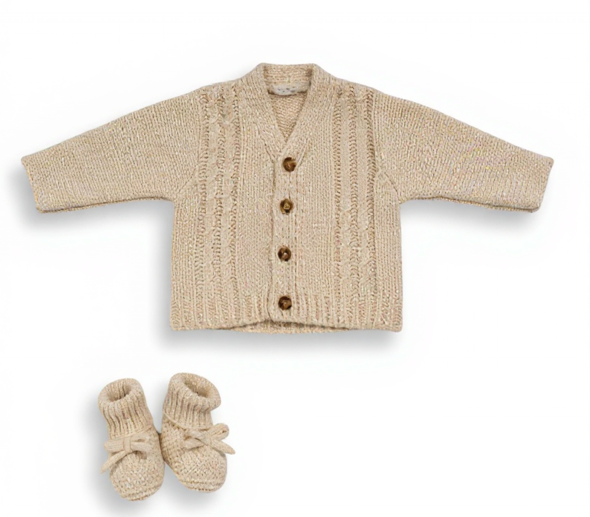 Nursery Time GP-25-1221T 5035320225210 NT25-1221-T Taupe Cardigan and Bootie Set (0-12 months)