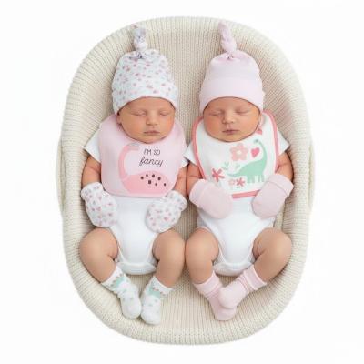 NT25-1357P 8 Piece "Dino" Bib, Hat, Mitts and Socks Set (0-3m)