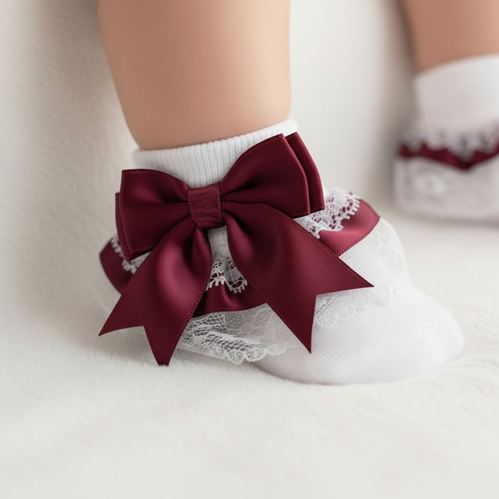 Nursery Time * NT61-2220-WI Wine Lace Sock (0-18 months)