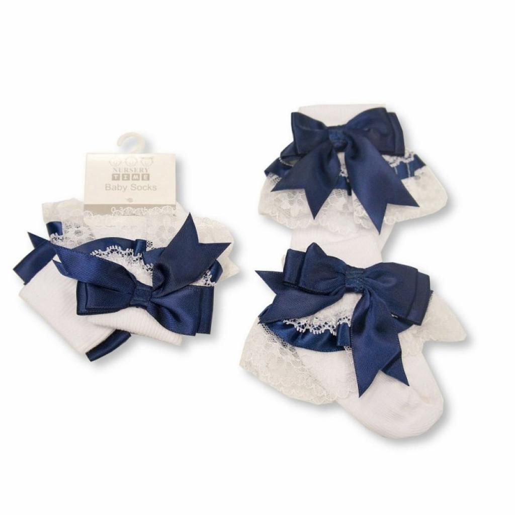 Nursery Time  * NT61-2220N Navy Lace Sock (0-18 months)