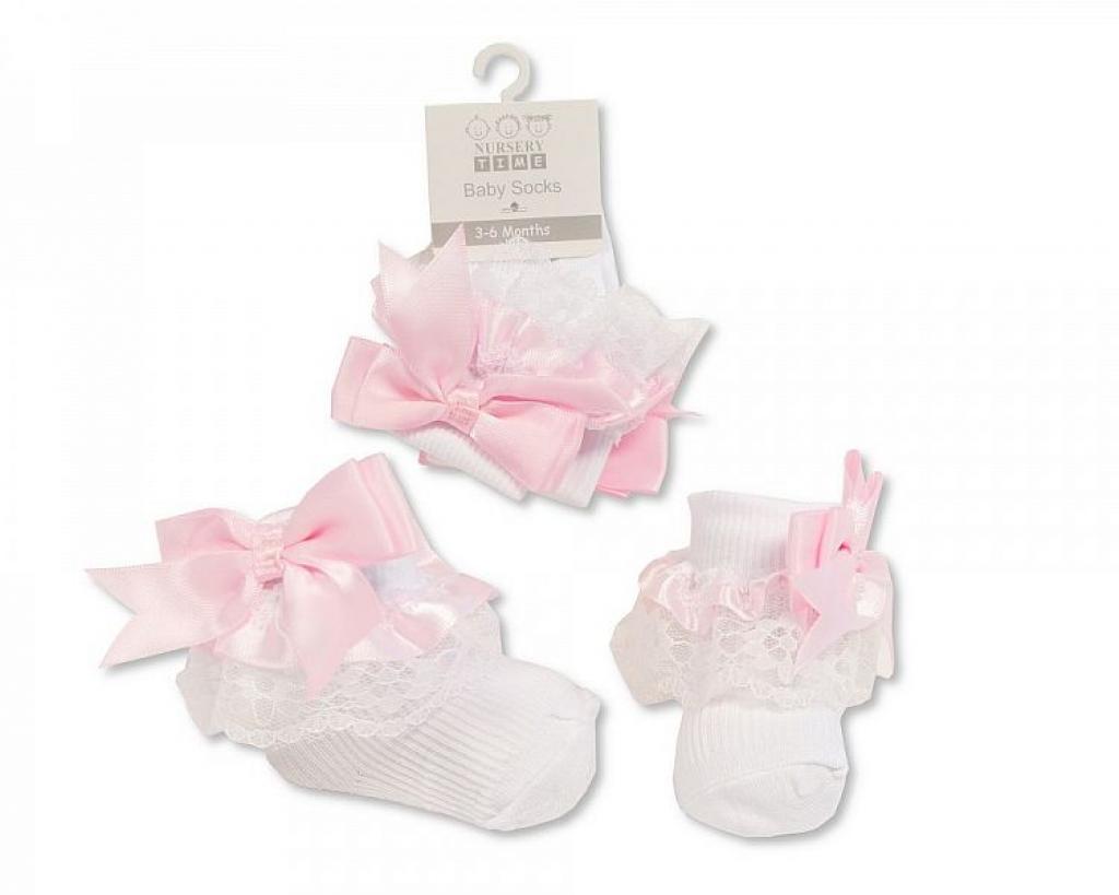 Nursery Time Bw 61-2220 503532020403 1 NT61-2220P Pink Lace Sock (0-18 months)
