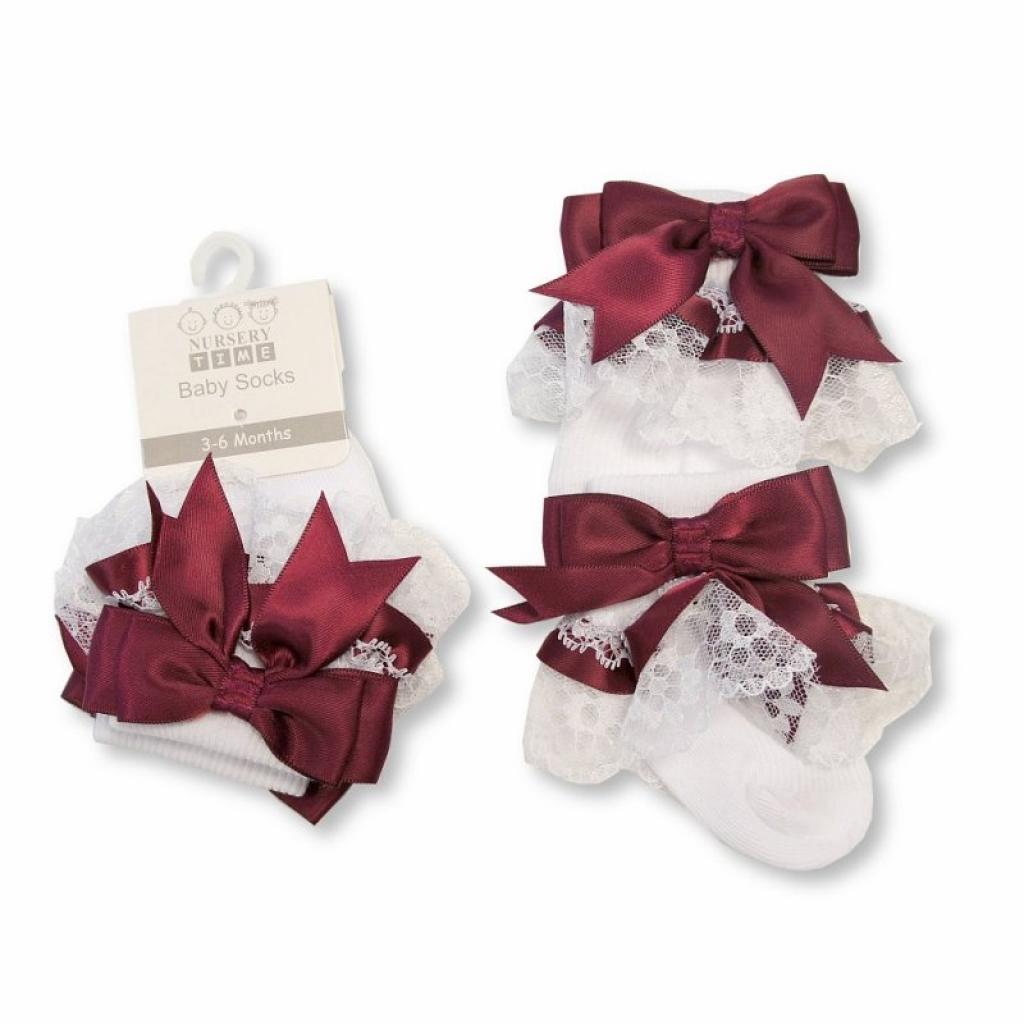 Nursery Time  * NT61-2220WI Wine Lace Sock (0-18 months)
