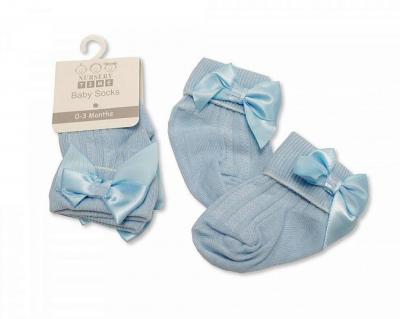 Nursery Time  5035320362236 NT61-2223S-0-3 Sky Bow Socks (0-3 months)
