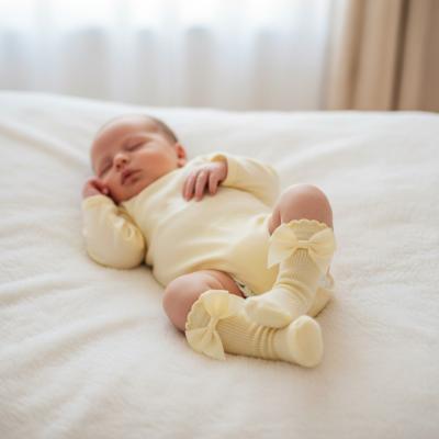 NT61-2224-L Lemon Knee Length "Bow" Socks (0-18 months)