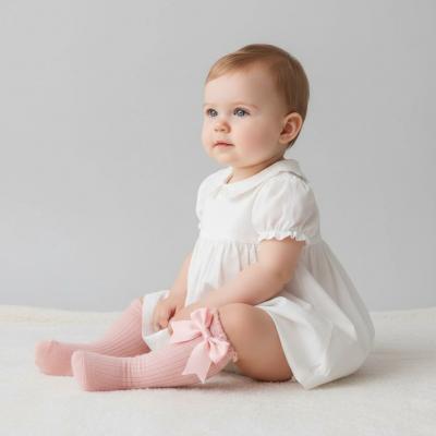 NT61-2224-P Pink Knee Length "Bow" Socks (0-18 months)