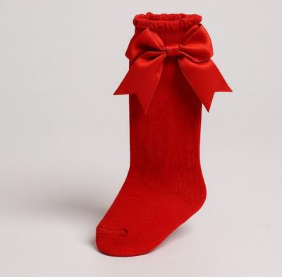 NT61-2224-R Red Knee Length "Bow" Socks (0-18 months)