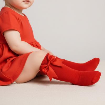 NT61-2224R Red Knee Length "Bow" Socks (0-18 months)