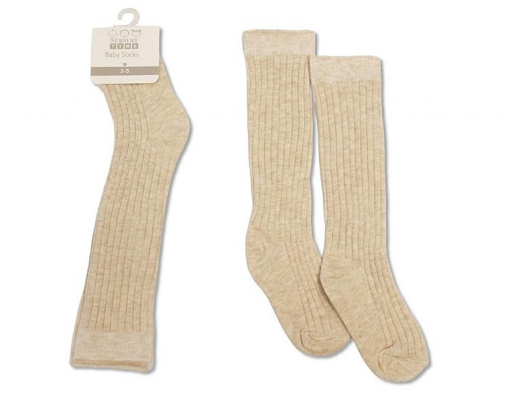 Nursery Time BW-61-2243T-3-5 5035320232430 NT61-2243T-3-5 Taupe Ribbed Socks (3-5) x 6