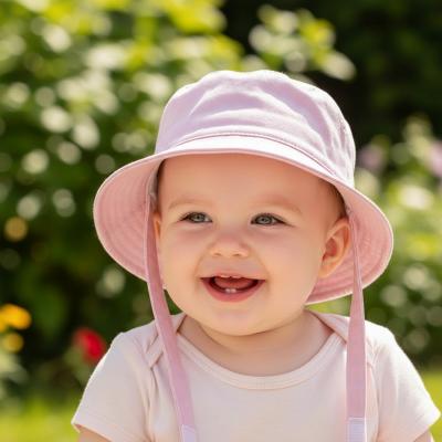 PB0241P  Pink Bucket Hat with Chin Strap  (0-12 months)