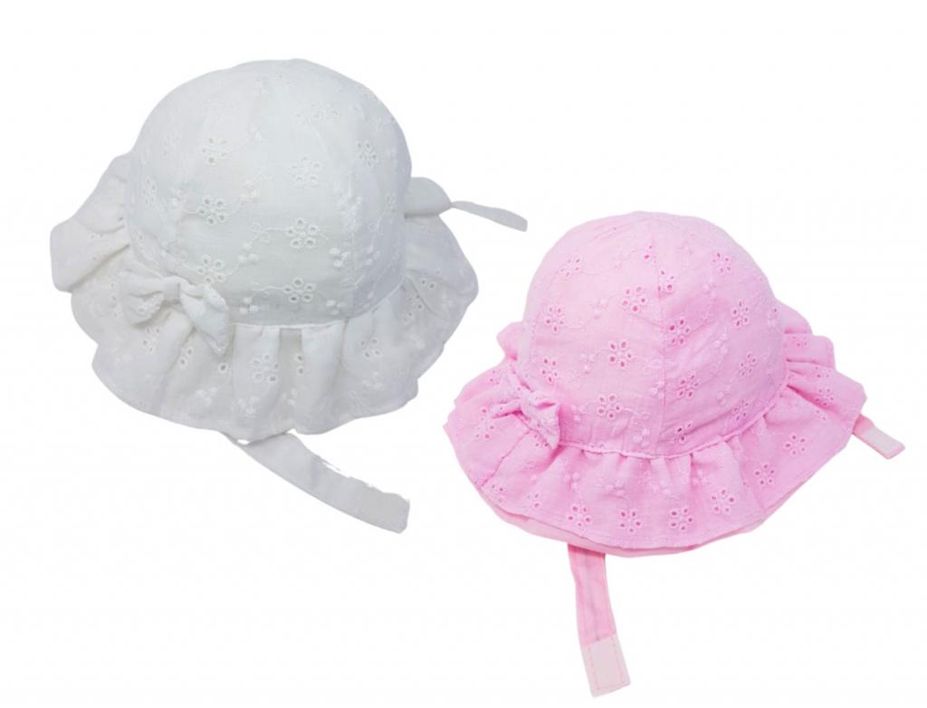 Pesci Baby KIDS/0384  PB0382 Broderie Anglaise Double Brim Hat (3-12 months)