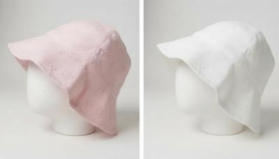 PB0383WP Broderie Anglaise Overlap Hat ( 6-18 months)