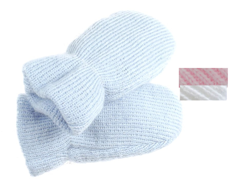 Pesci Baby  5055185825080 PB1742-9 Knitted Scratch Mitten (Pink Blue White - One Size)